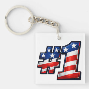 Patriotic #1 Flag Design Key Ring