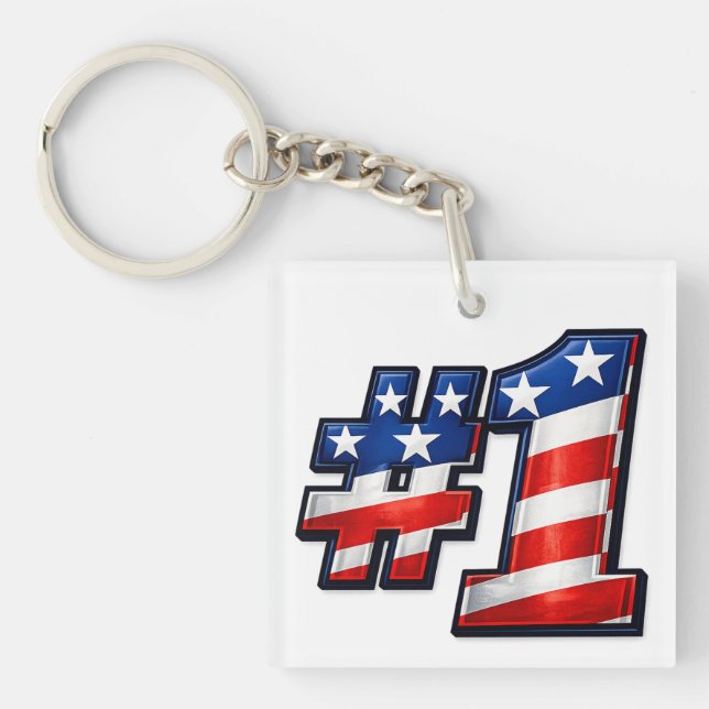 Patriotic #1 Flag Design Key Ring (Front)