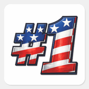 Patriotic #1 Flag Design Square Sticker