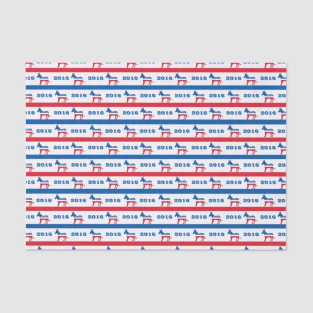 Patriotic 2016 Democrat Donkey Stripes Tissue Paper (Front)