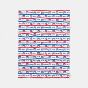 Patriotic 2016 Republican Elephant Stripes Fleece Blanket