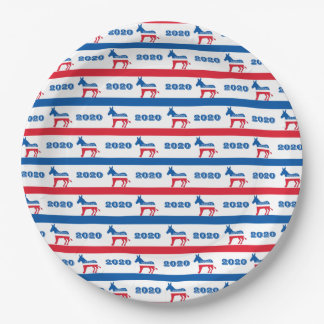 Patriotic 2020 Democrat Donkey Stripes Paper Plate