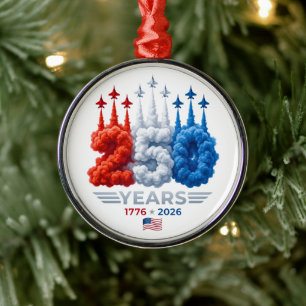Patriotic 250 Year Birthday Metal Ornament