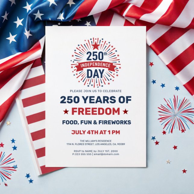 Patriotic 250 Years Freedom Celebration Invitation (Creator Uploaded)