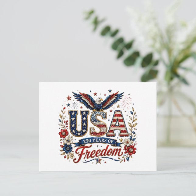 Patriotic 250 years July Fourth  Postcard (Standing Front)