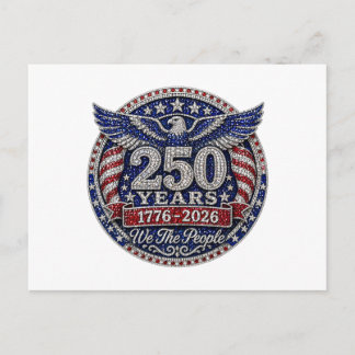 Patriotic 250 years July Fourth Postcard