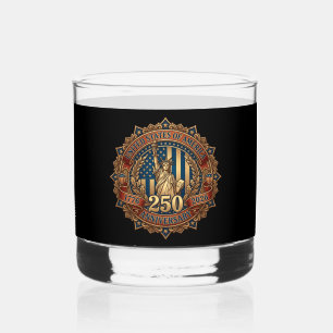 Patriotic 250th Anniversary Emblem Whiskey Glass