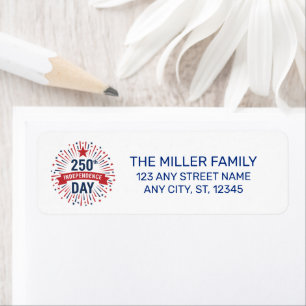 Patriotic 250th Independence Day Fireworks Return Address Label