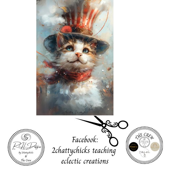 Patriotic 4th July Cats Decoupage   Wrapping Paper Sheet (Creator Uploaded)