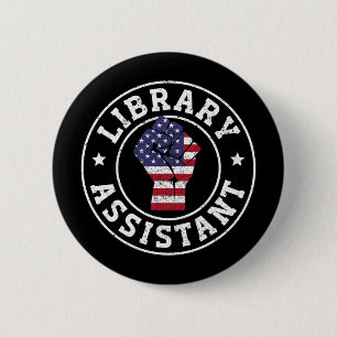 Patriotic 4th July Library Istant 6 Cm Round Badge