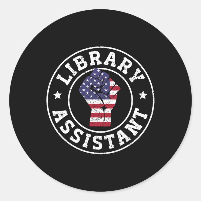 Patriotic 4th July Library Istant  Classic Round Sticker (Front)