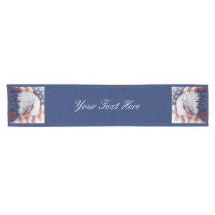 Patriotic 4th July Red White Blue USA Eagle Party Short Table Runner