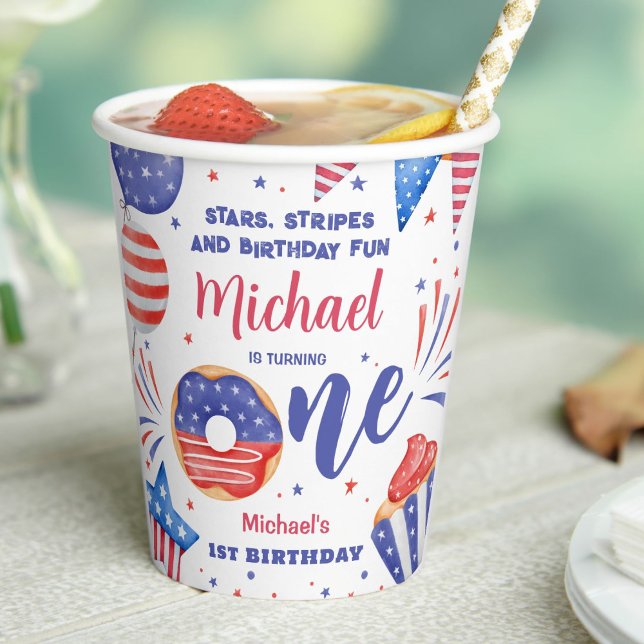 Patriotic 4th of July 1st Birthday Party Paper Cups (Creator Uploaded)