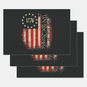 Patriotic 4th of July America Wrapping Paper Sheet
