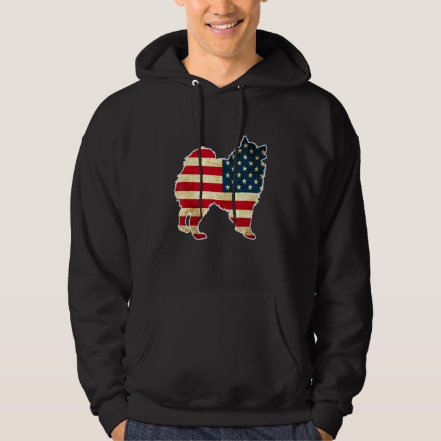 Patriotic 4th Of July American Eskimo Dog American Hoodie (Front)