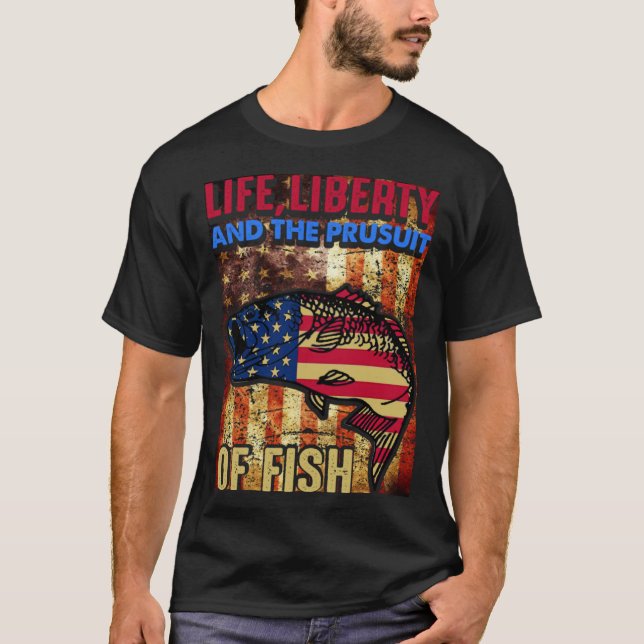 Patriotic 4th Of July American fishing Independenc T-Shirt (Front)