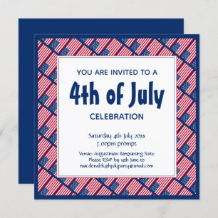 Patriotic 4TH OF JULY American Flag Blue Party Invitation