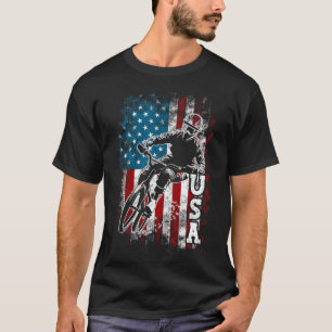 Patriotic 4th Of July American Flag Mountain Bikin T-Shirt
