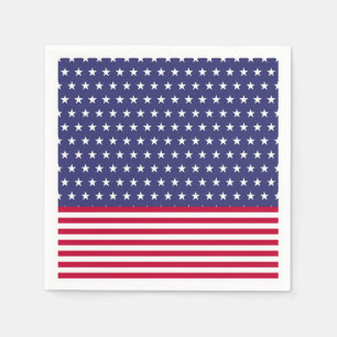 Patriotic 4th of July American Flag Stars Stripes Napkin