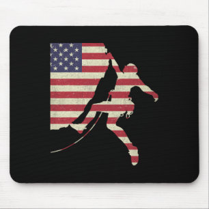 Patriotic 4th Of July American Usa Flag Rock Climb Mouse Pad