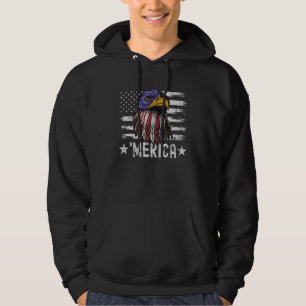 Patriotic 4th Of July Bald Eagle American Flag Mer Hoodie