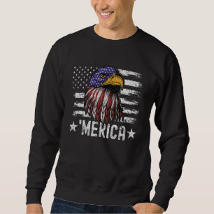 Patriotic 4th Of July Bald Eagle American Flag Mer Sweatshirt
