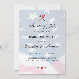 Patriotic 4th of July BBQ American Flag Invitation