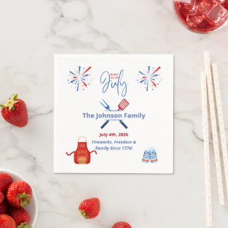 Patriotic 4th of July BBQ Cookout America 250th Napkin