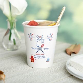 Patriotic 4th of July BBQ Cookout America 250th Paper Cups