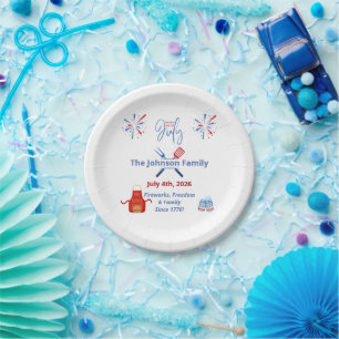 Patriotic 4th of July BBQ Cookout America 250th Paper Plate