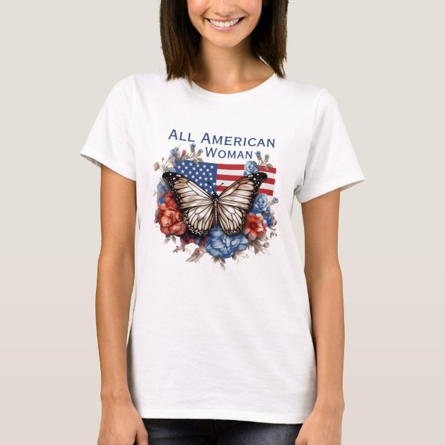 Patriotic 4th Of July Butterfly Woman's T-Shirt (Front)