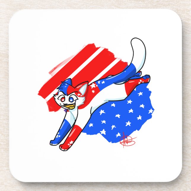 Patriotic 4th of July Cat Coaster (Front)