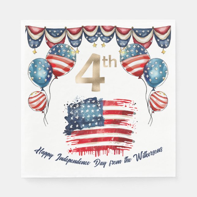 Patriotic 4th of July Celebration Napkin (Front)