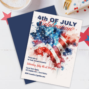 Patriotic 4th of July Celebration Stars & Stripes  Invitation