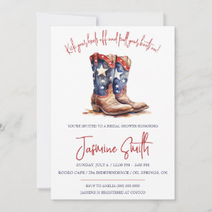 Patriotic 4th of July, Cowgirl Boots Bridal Shower Invitation
