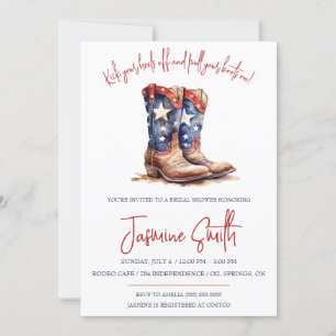 Patriotic 4th of July, Cowgirl Boots Bridal Shower Invitation