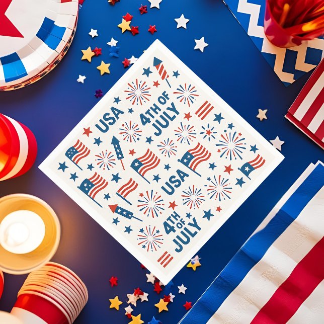Patriotic 4th of July 🇺🇸 | Fireworks, Stars & Fl Napkin (Creator Uploaded)
