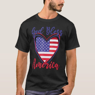 Patriotic 4th Of July Heart For Women Cute God Ble T-Shirt