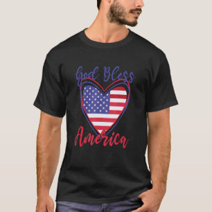 Patriotic 4th Of July Heart For Women Cute God Ble T-Shirt