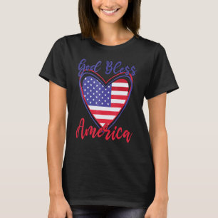 Patriotic 4th Of July Heart For Women Cute God Ble T-Shirt