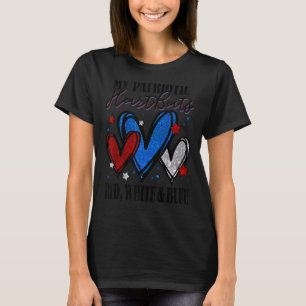 Patriotic 4th Of July Hearts For Men Women Red Whi T-Shirt