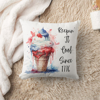Patriotic 4th of July Ice Cream T-Shirt Cushion