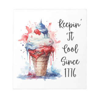Patriotic 4th of July Ice Cream T-Shirt Notepad