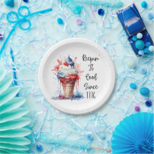 Patriotic 4th of July Ice Cream T-Shirt Paper Plate