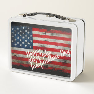 Patriotic 4th of July Independence Day Art Metal Lunch Box