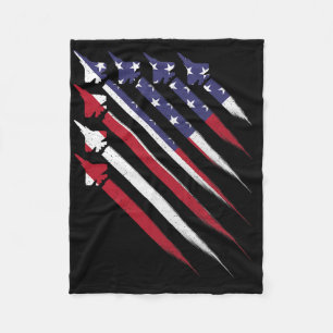 Patriotic 4th Of July Jet Usa American Flag Men Bo Fleece Blanket