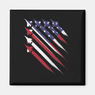 Patriotic 4th Of July Jet Usa American Flag Men Bo Magnet
