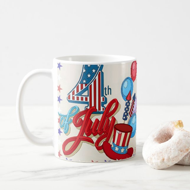 Patriotic 4th of July Mug USA Independence Day (With Donut)