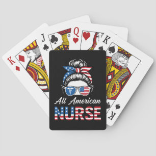 Patriotic 4th of July Nurse Independence Day Pride Playing Cards