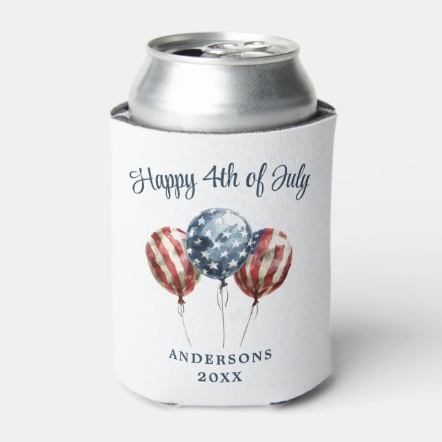 Patriotic 4th of July Party Can Cooler (Can Front)